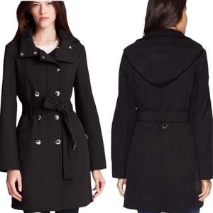 Calvin Klein Soft Shell/Hooded Black Trench